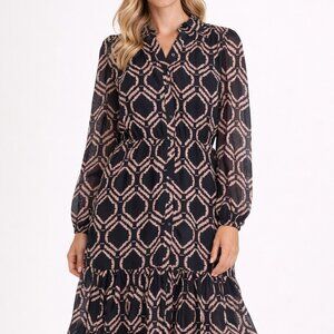 Evereve Geometric Print Tiered Midi Dress